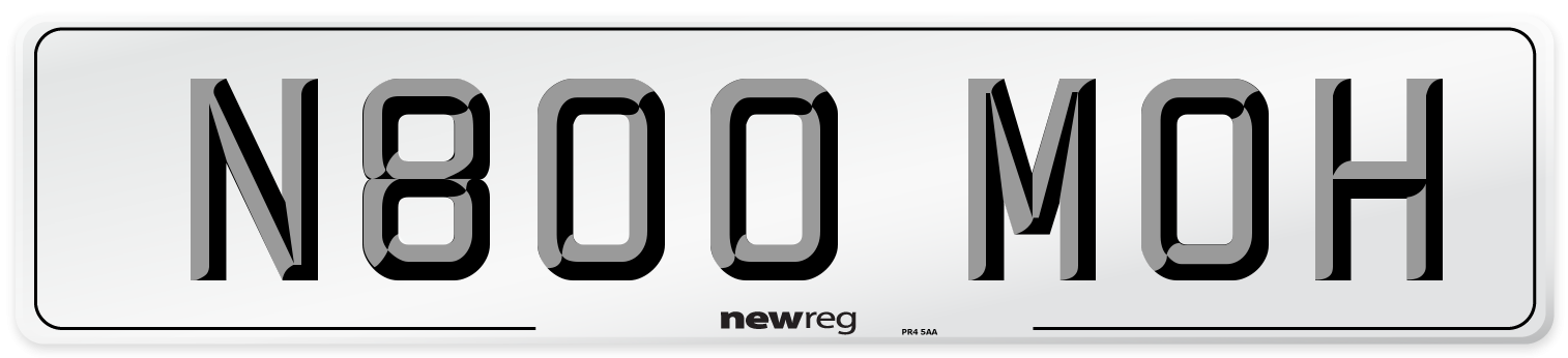 N800 MOH Number Plate from New Reg